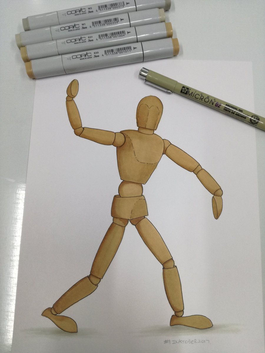 airbrushworksZA's tweet photo. #inktober2017 day8. Which studio does not have a #artmannequin. #pigmamicron and #copicmarkers on Pro-Art #blendingcard from @thedeckleedge. https://t.co/L9Ic8bKNuT
