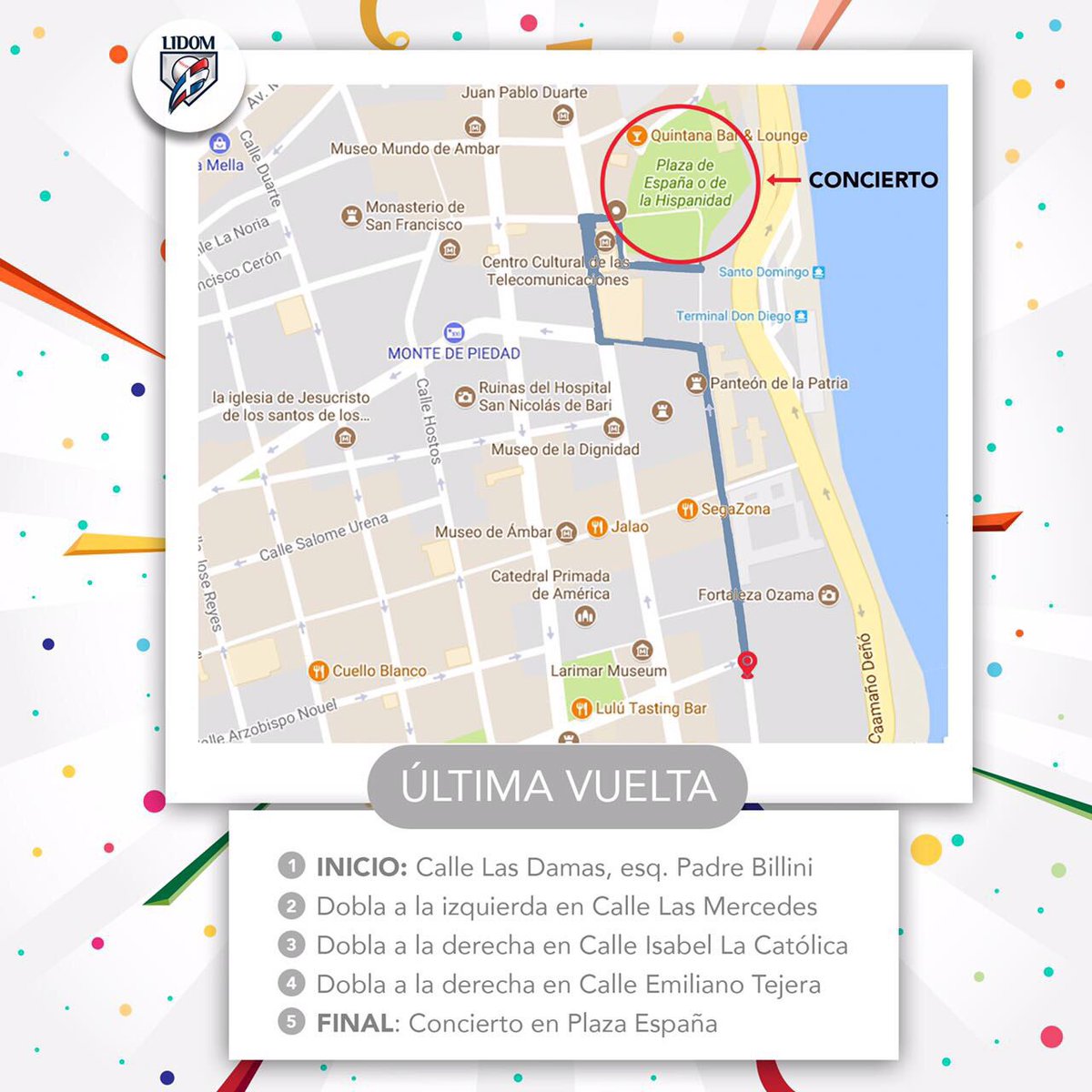 LIDOMRD's tweet photo. ¡Hoy culmina la #CaravanaLIDOM2017 ! Tendremos muchas sorpresas, así que acompáñanos en la Zona Colonial. 🎉 https://t.co/Lz4E6okr0D