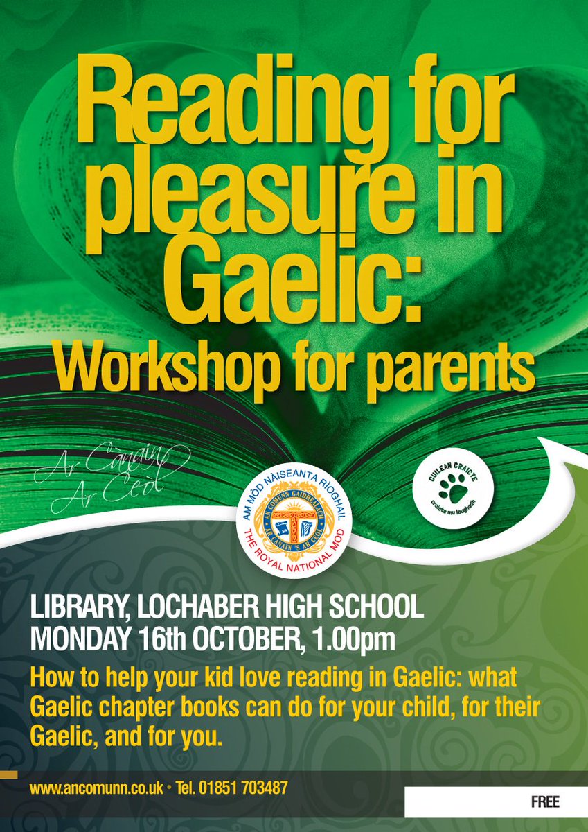 The <a href="/CuileanCraicte/">Cuilean Craicte</a> team (&amp; #OorWullie) are coming to the <a href="/NationalMod/">Mòd Nàiseanta Rìoghail ¦ Royal National Mòd</a> ´#Gaelic #readingforpleasure #UilleamAgainne cuileancraicte.org/blog/tha-an-cu…