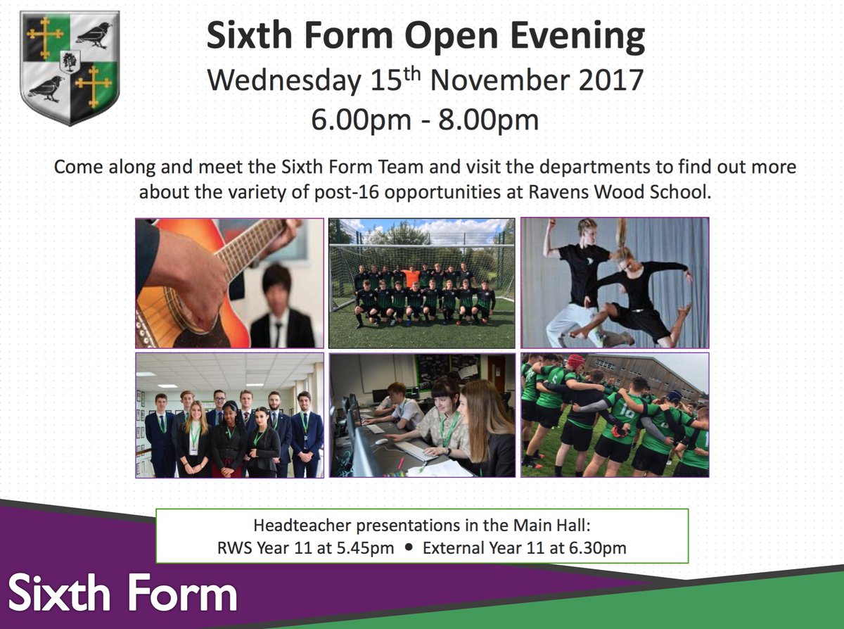 We are already looking forward to our Sixth Form Open Evening on Weds 15th November - so many opportunities at RWS to continue your studies.