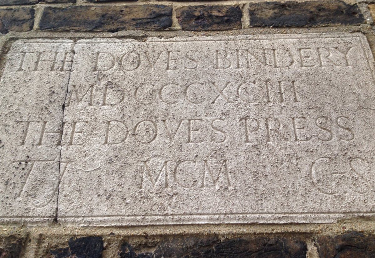 TypespecLtd's tweet photo. #FontSunday On the site of the famous Doves Press & Bindery, Hammersmith, home of the renowned #DovesType @DesignMuseum https://t.co/Fcc0FRqiLy