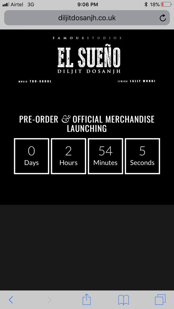 arsh011's tweet photo. @diljitdosanjh last two hours❤️❤️ @diljitdosanjh counting minutes now😍😍 #preorder #merchandiselaunch #waitingaaaan😍 https://t.co/r0bYf72ggw