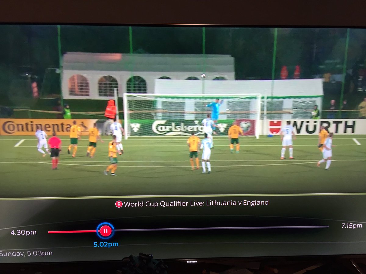 Thesegoto11's tweet image. The set for Great Lithuanian Bake Off behind the England goal there #LTUENG #gbbo #LITENG