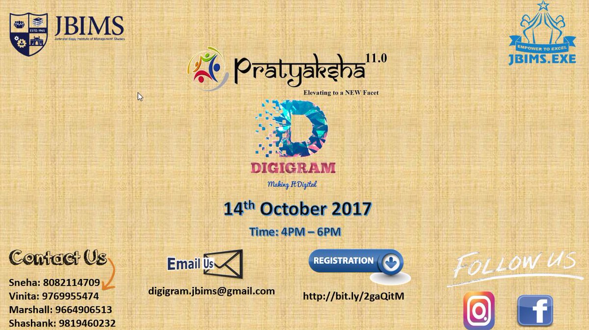 jbims_exe's tweet photo. A game by Information stream!
#JBIMS #Pratyaksha11 #ElevatingtoaNEWFacet #MIMgame #DiGigram #Makeitdigital #14thoct2017 #cometoexplore https://t.co/Jj4jWr97yK