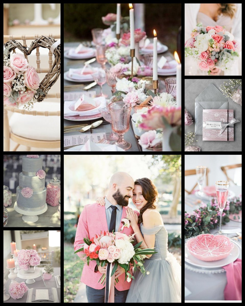 WEDDING INSPIRATION: Pink &amp; Grey need 2 make a comeback in spring 2018! Our #rosegold centerpieces r perfect 4 this palette! #wedding #pink