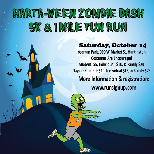 Don't miss out on this fun family Halloween Event . The Hartaween Zombie Dash 5k & 1 mile fun run is next Saturday, October 14. 
runsignup.com/Race/IN/Huntin…
#Halloween #5k #zombie #HuntingtonIndiana #IndianaTrails