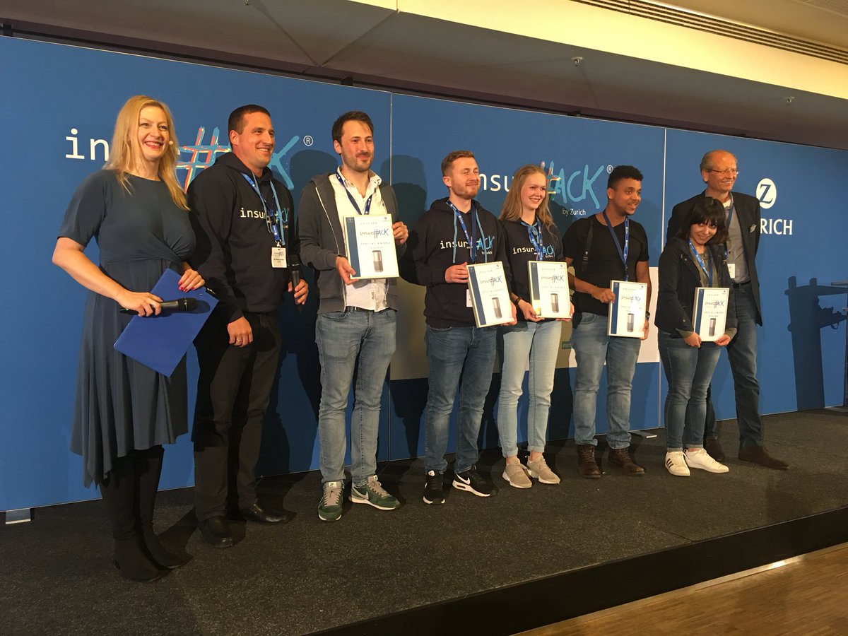 InsurHack's tweet photo. The awards session has begun: Team #BeeGroup awarded with the Sponsor Award. 🍾🎉 Congrats! #InsurHack https://t.co/FAdf95lJJ7