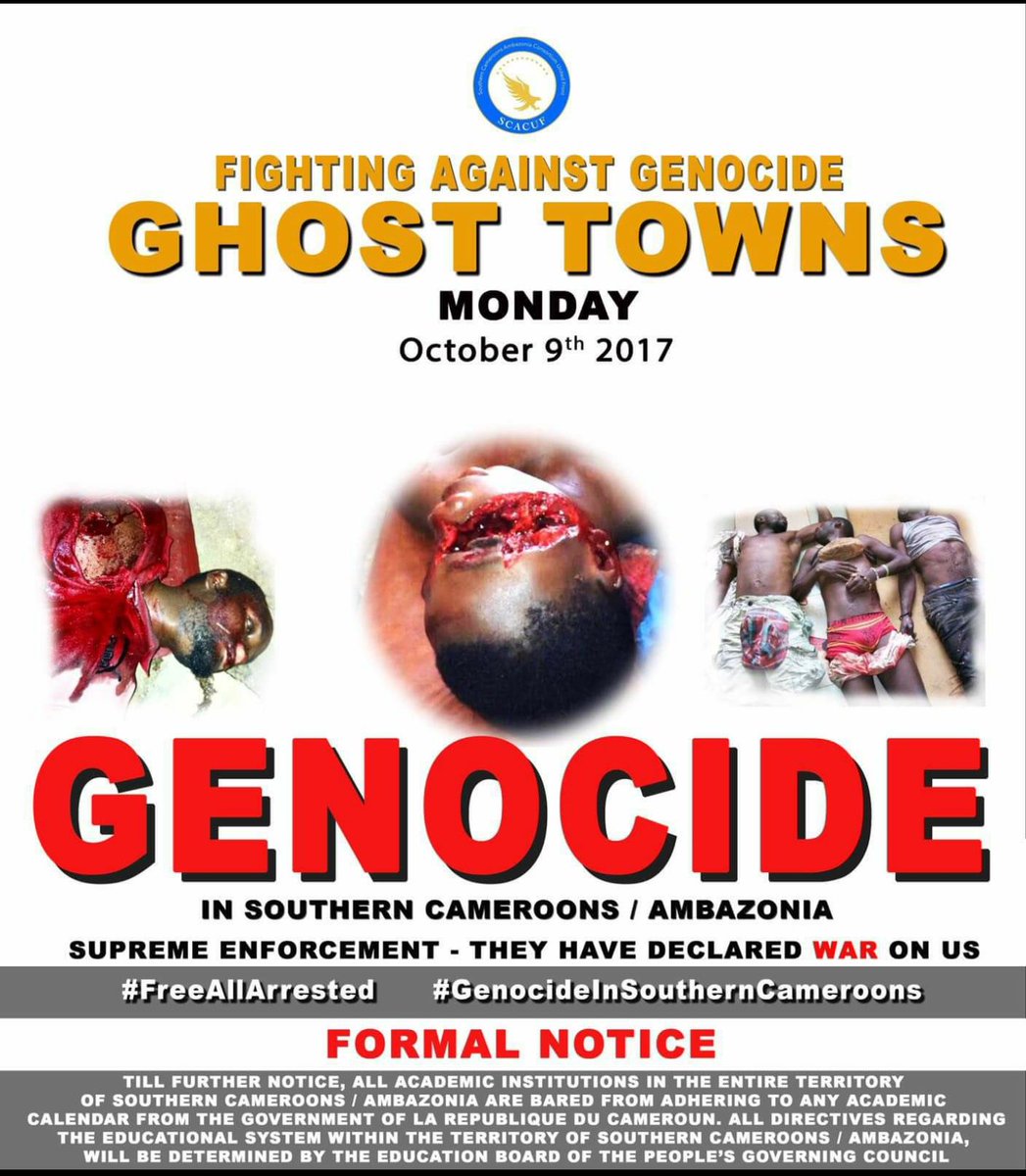 FNFORSC2's tweet photo. #FreeMancho
#FreePenn
#FreeNdango
#FreeAllArrested
Ongoing Genocide in #Cameroon. Paul Biya can not be above @UN @hrw @maddow @BBC @CNN https://t.co/abOKn56wvX