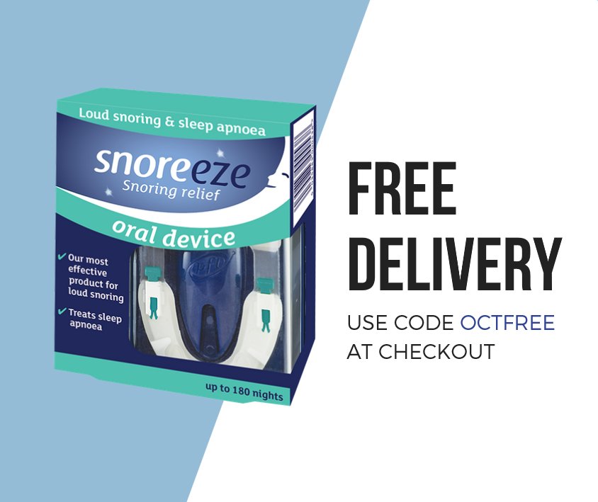 snoreezeuk's tweet photo. Throughout October, we're offering #FREE delivery on the #Snoreeze Oral Device! Use code OCTFREE at checkout. https://t.co/4eshEZDTja https://t.co/nYBNTm9MI0
