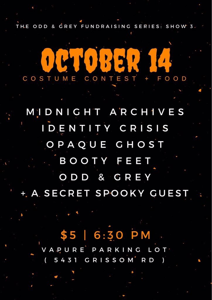 This is going down in just ONE WEEK! Don’t miss our first show in over a month! Spread this around!! 👻🎃🕷🕸🦇