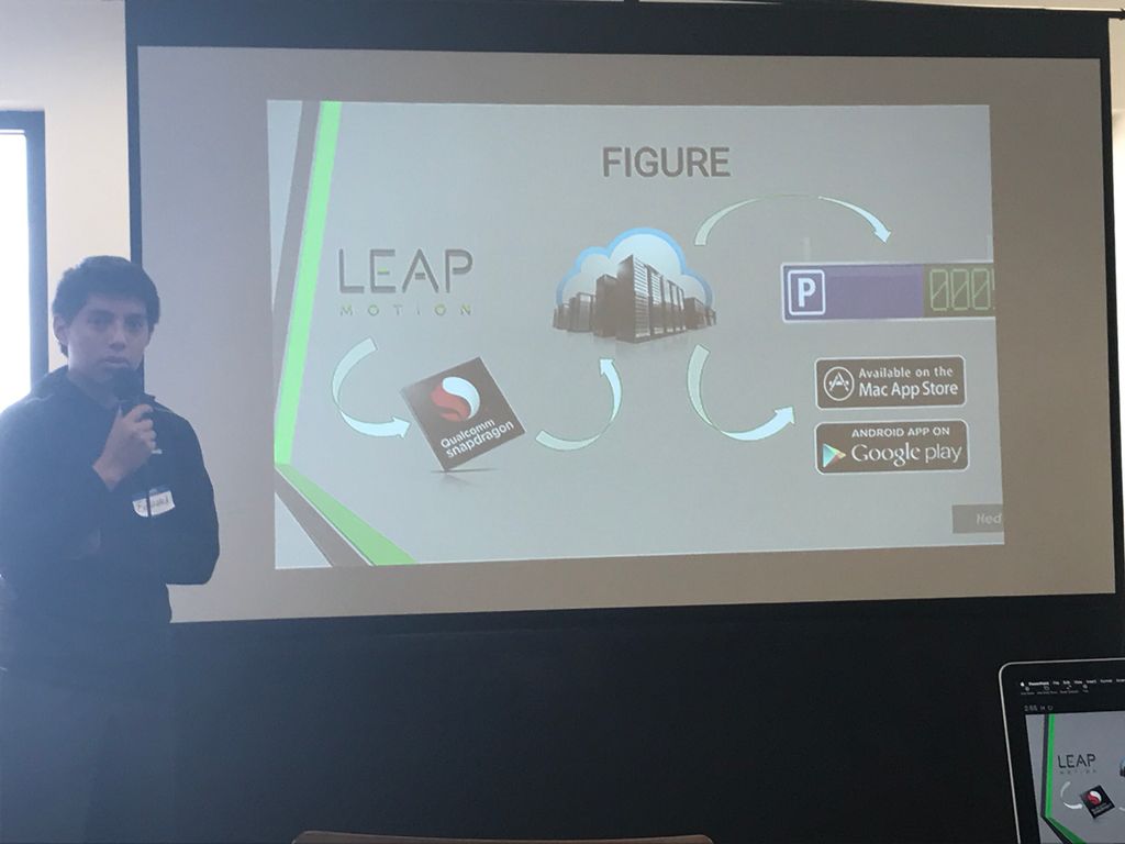 MLHacks's tweet photo. PrePark paired a @LeapMotion and @Qualcomm Dragonboard to develop a parking availability monitor! #HackNAU https://t.co/rqnzGqZGof