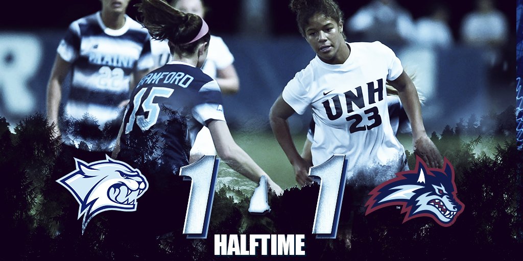 UNHWSOC's tweet photo. 45' || Both teams tally 1 in the first. Williams for UNH in the 17th, Florenz for SB in the 34th.

#AEWSOC #GoUNH #UNHWSOC https://t.co/jvPGj6N7YX
