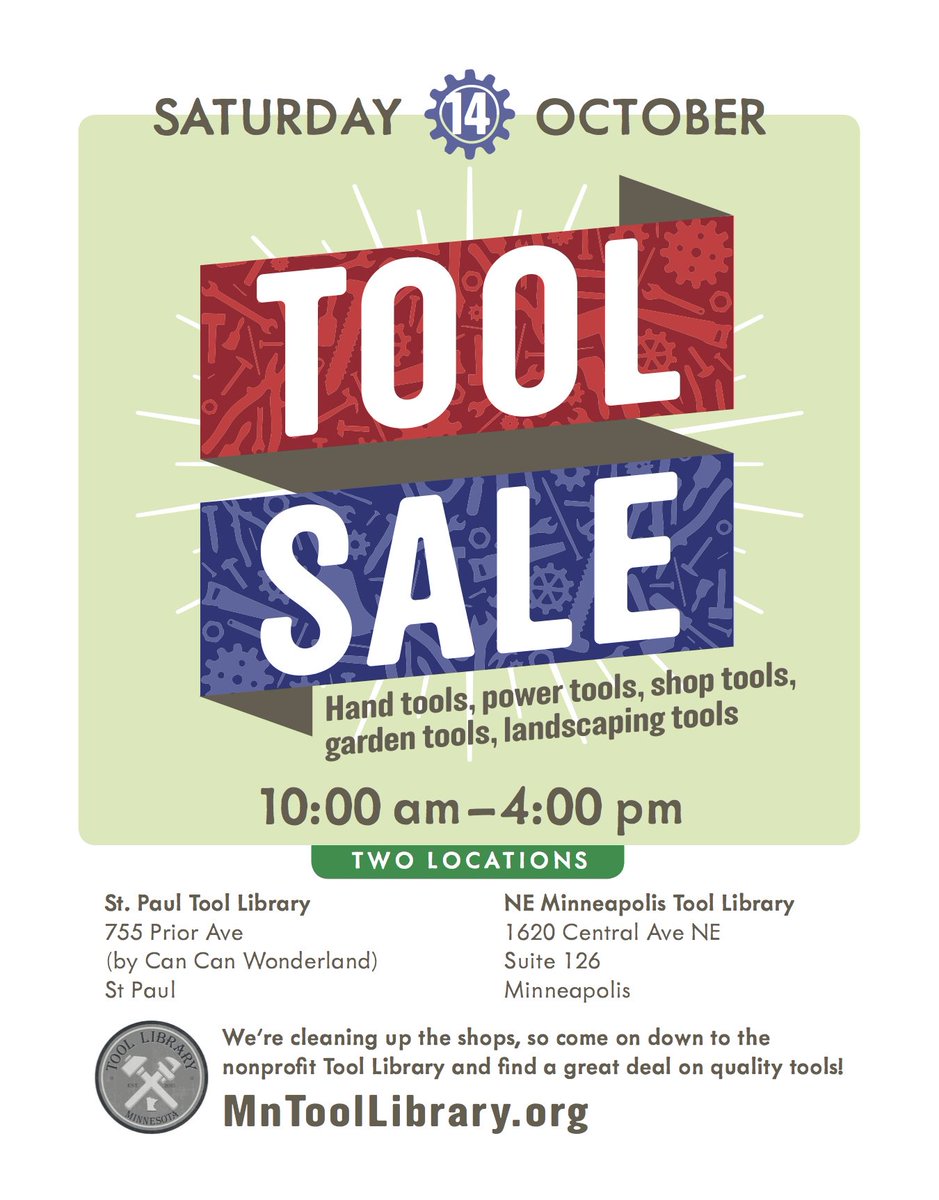 StpToolLibrary's tweet image. Announcing our first Tool Sale on Saturday, October 14.