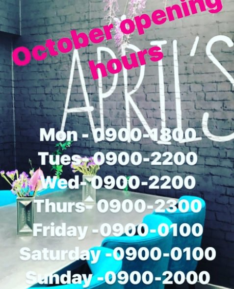 Our October opening times! We are closed on Monday night's due to staff training but from November will be open until 10pm.