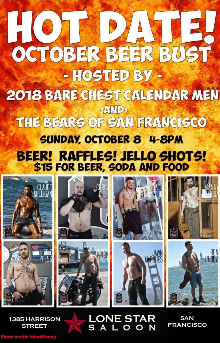 BearsofSF's tweet photo. BOSF &amp; The Bare Chest Calendar guys at the Lone Star. Jock auction, raffle prizes (grand prize KitchenAid mixer), and Fireball jello shots. https://t.co/fyqdaj9tAG