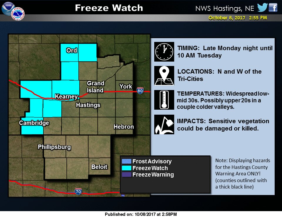 NWSHastings's tweet image. #FreezeWatch Mon night into Tue morning. #NEwx #ProtectPlants