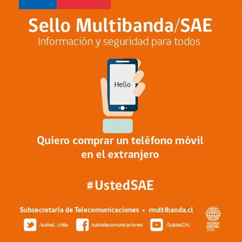 subtel_chile's tweet photo. ⚠ ¿Si compras un teléfono en el extranjero qué pasa con la #NormativaMultibanda? ¡Si Ud está informado, #UstedSAE📱! https://t.co/AB70mXZSEp https://t.co/4VK9CSvDR2