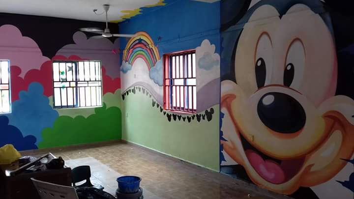 omociano's tweet photo. DM me for school paintings like napping room, crèche class, class rooms, fence and the entire building. #purepaintings #notwallpaper #school https://t.co/1RF4YPZH3l