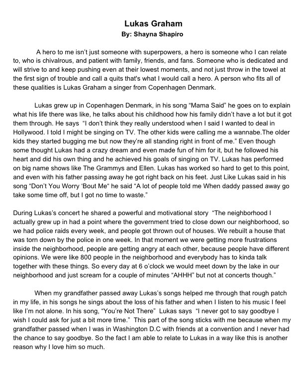 shayna1221's tweet photo. @LukasGraham I wrote an essay for school about my hero @LukasGraham it was so easy to write because I love him so much and he has a big spot in my heart💕 https://t.co/8NGmf6POc3