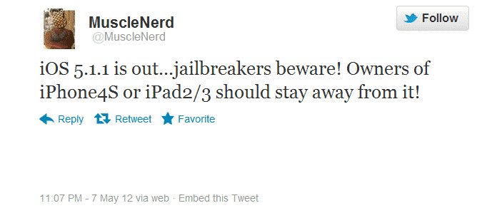 TheTechJournal's tweet image. Jailbreakers Warned Not To Update To iOS 5.1.1 Yet goo.gl/sdARFN #ios51 #ios511 #pod2g