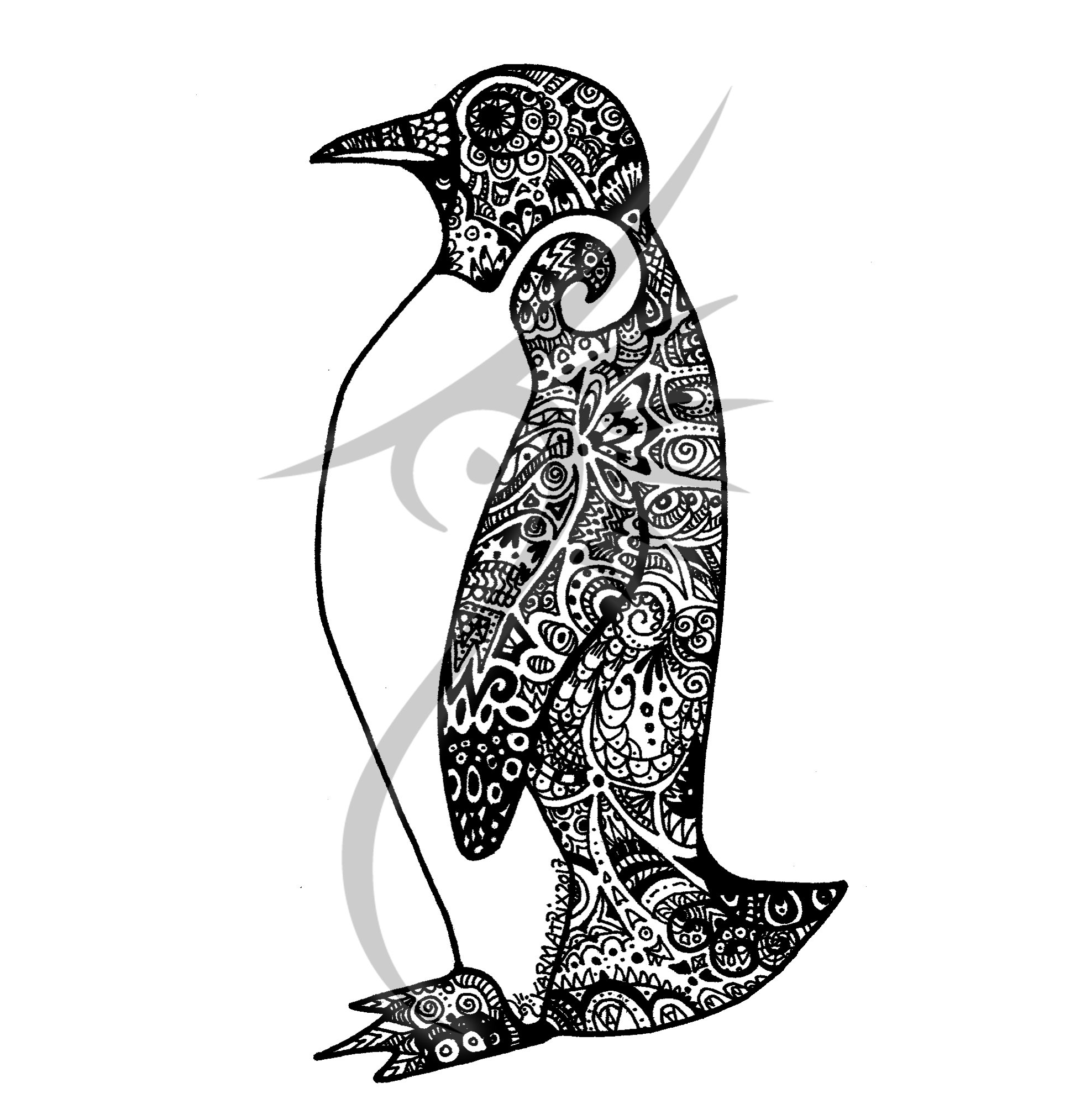 King penguin Tattoo Razorbills Line art, Penguin, ink, animals, vertebrate  png | PNGWing