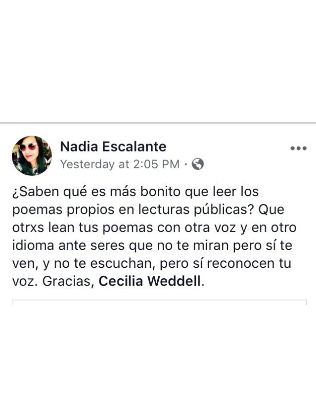 CCWeddell's tweet photo. Walked out of my reading at #ALTA40 yesterday to see a lovely post from the poet I translate, describing translation beautifully. https://t.co/LDOevsdhM4
