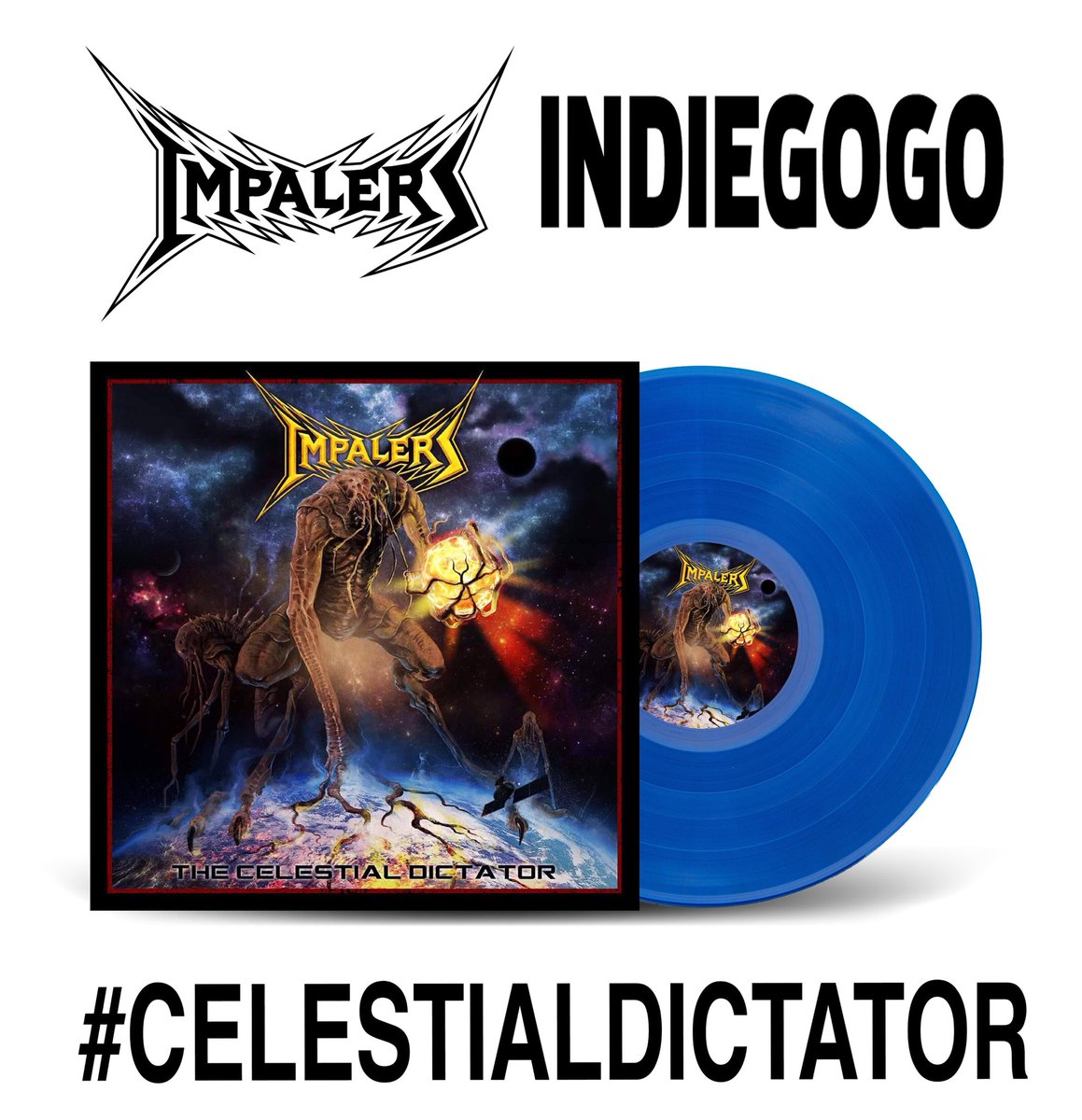 #Competition to win 1 of 300 blue #vinyl of the new Impalers #thrashmetal album. Simply #RT using #HASTAG from photo #indiegogo #crowdfunder