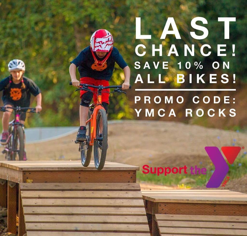 ClearyBikes's tweet photo. LAST CHANCE!! Promo code “YMCA Rocks” gets you 10% off your Cleary Bike purchase AND Cleary Bikes will donate 5% o… https://t.co/DrrDueNmT6 https://t.co/lrErrtkgke