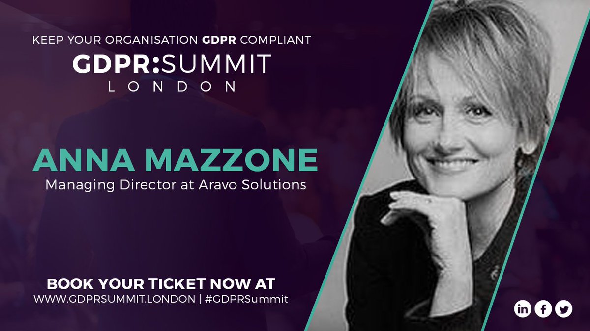 aravo's tweet photo. @Aravo's @Annamazzone is speaking at the @GDPRSummit | #London
https://t.co/PHPh28FEcE
#eugdpr #gdpr #datasec
#infosec #eudatap #ukprivacy https://t.co/1cnGtOR7iQ
