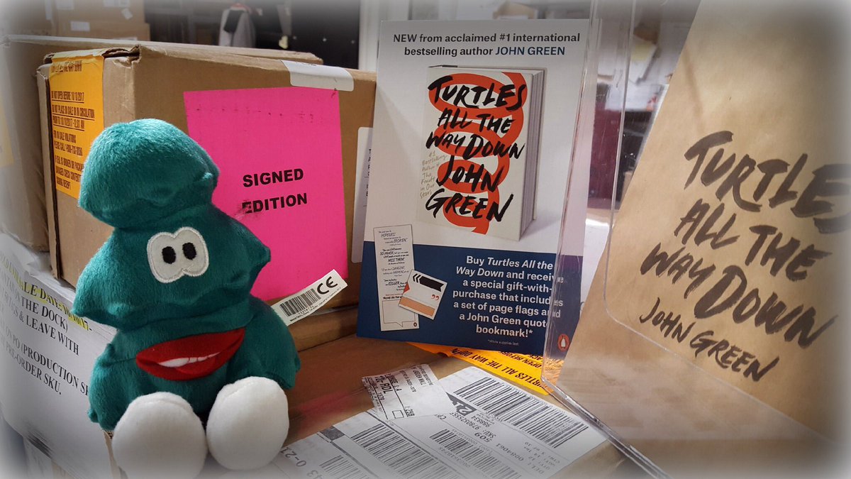 StanfordBkstr's tweet photo. Just 2 days until the release of Turtles All the Way Down! 🐢 

And guess what!? We've got signed copies! 🤗 

We'll see you Tuesday! https://t.co/OTWmxR4qxA