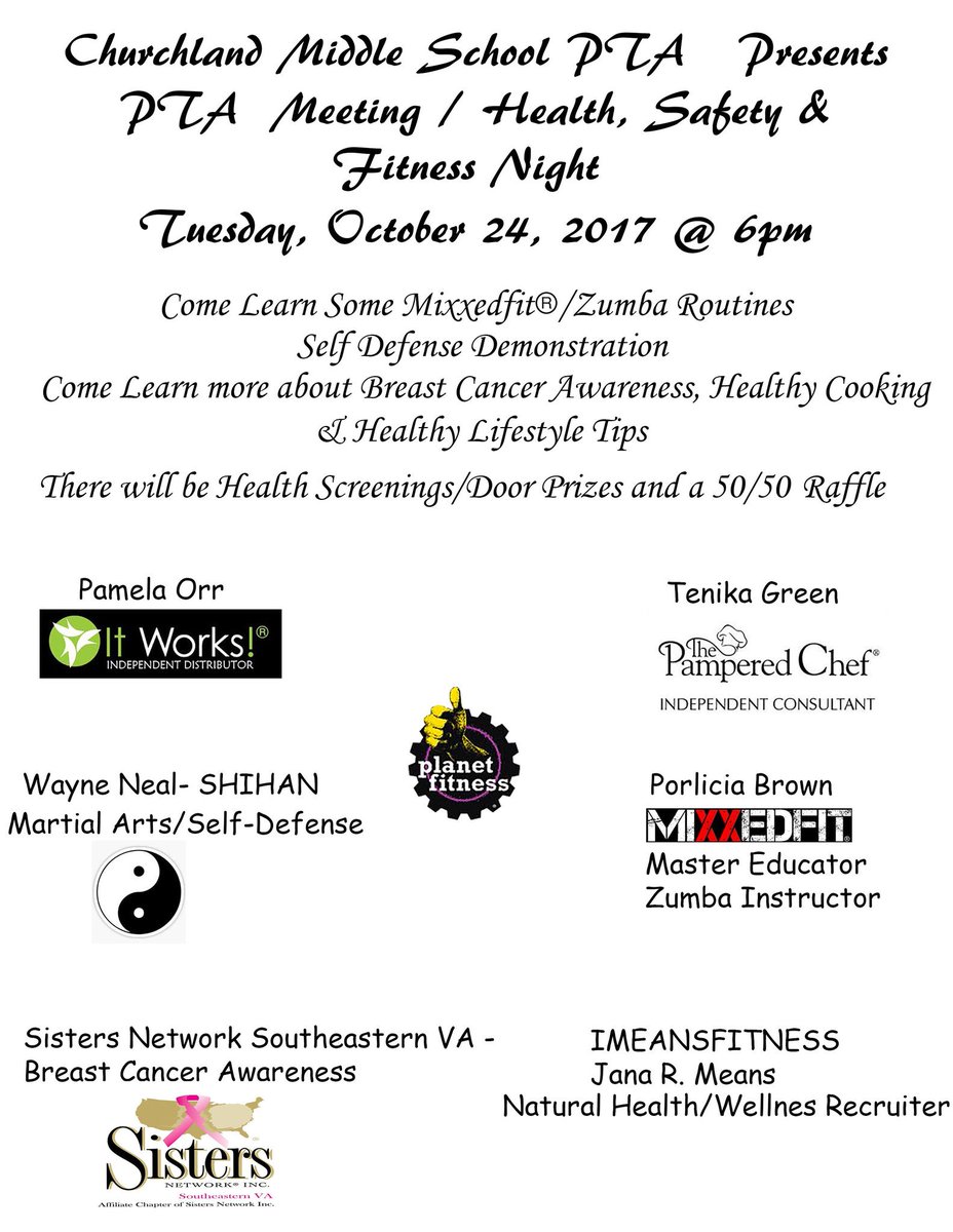 ChmiddlePta's tweet photo. Come out and join us for Health Safety and fitness night @ebracyPPS @GoCHSTruckers @ICNorcomHigh @Koalatykid @DuncanHinds12 @ptownkeefus https://t.co/Pj8OtwtKpN