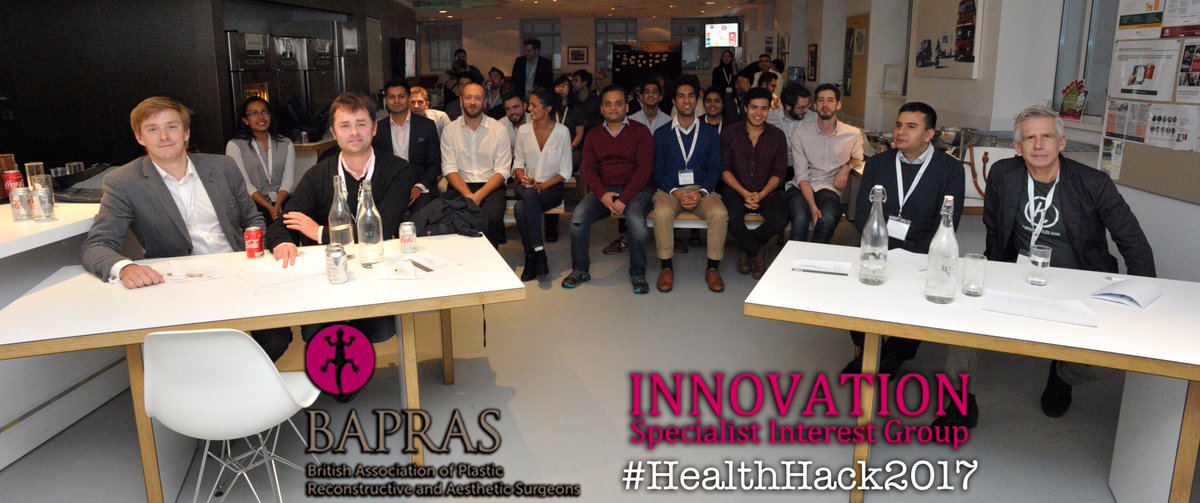 InnovationSIG's tweet photo. We @InnovationSIG, would like to thank @BAPRASvoice @BCG @SWitheyPractice @ShafiAhmed5 for all their help and assistance for #HealthHack2017 https://t.co/txvhnnqoLC