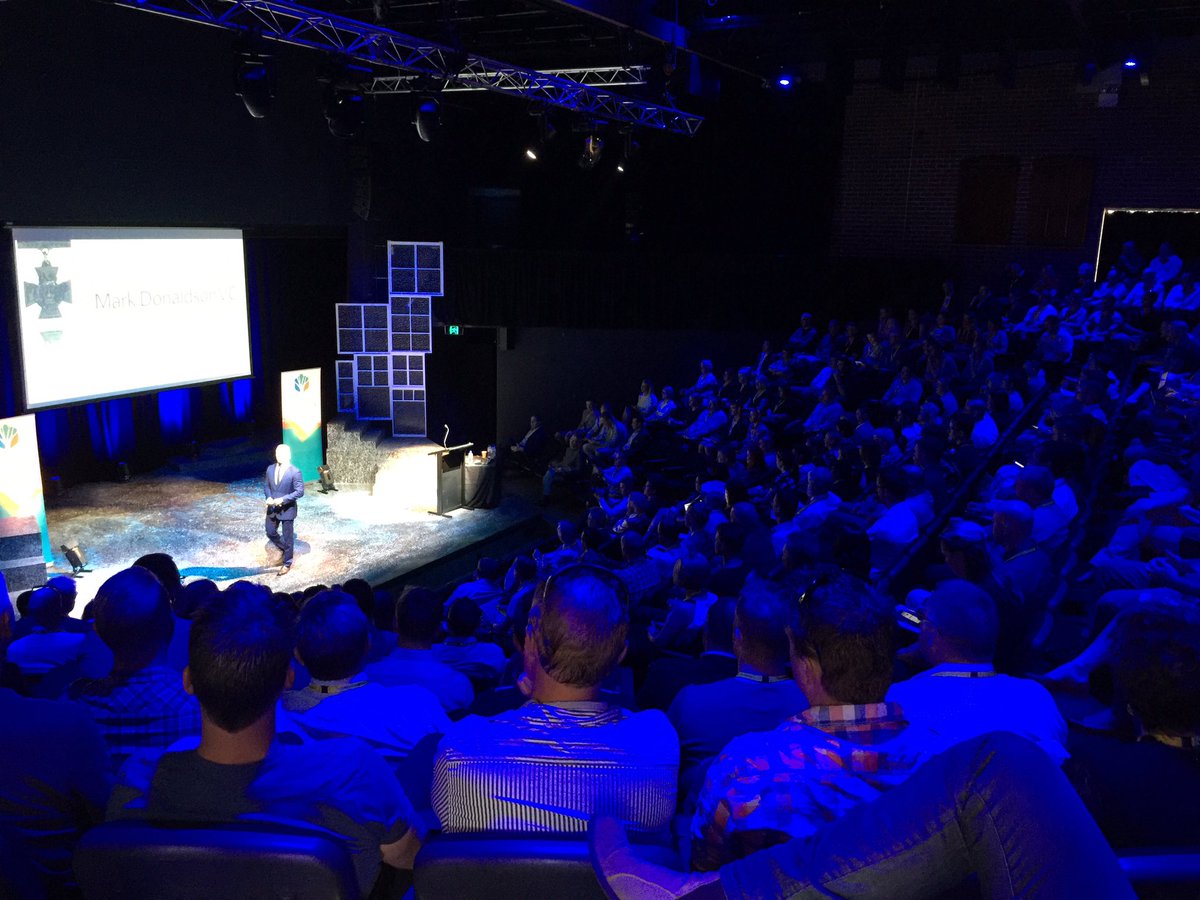M_Eggenhuizen's tweet photo. Mark Donaldson VC giving keynote @nbec_au #NBEC2017 - thank you for your service Mark - great stories! #edchat #aussieED #edu @ASI_Solutions https://t.co/7VhbgPzxnB