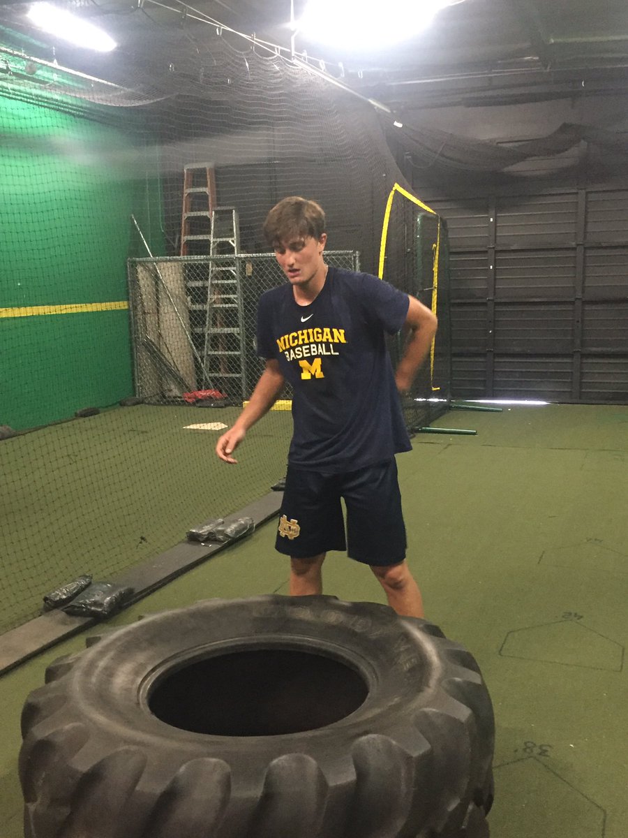 TopTierProspect's tweet image. University of Michigans division one shortstop, Logan Pollack, training hard for this upcoming season!