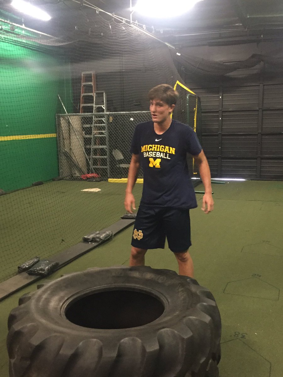 TopTierProspect's tweet image. University of Michigans division one shortstop, Logan Pollack, training hard for this upcoming season!