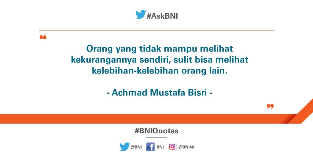 Memang menilai orang itu mudah, mulai saat ini cobalah untuk menemukan kekurangan diri sendiri. #BNIQuotes