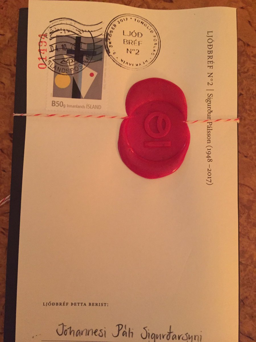 Fékk Ljóðbréf nr 2 og er sérstaklega spenntur og þakklátur #ljóð <a href="/DagurHjartarson/">Dagur Hjartarson</a>