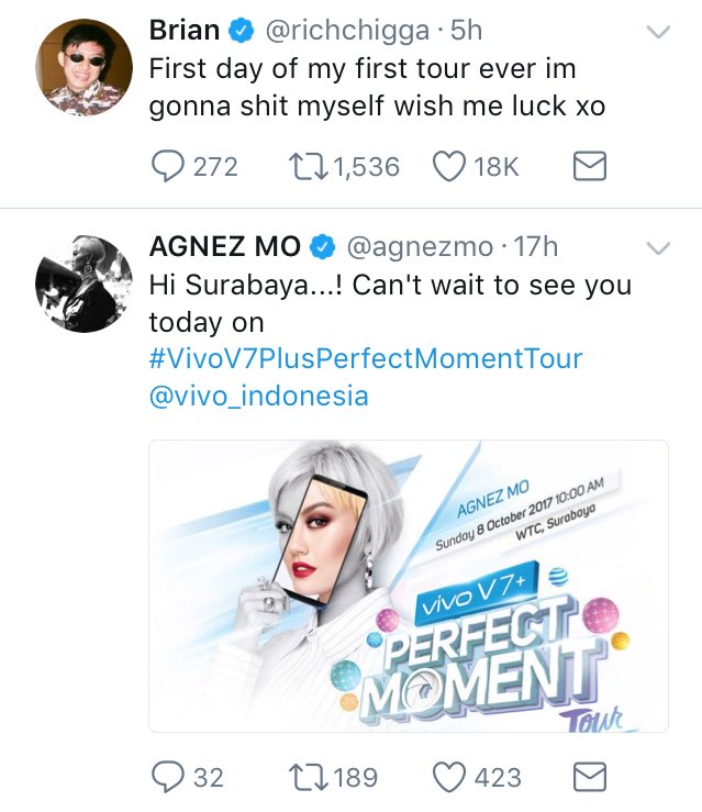 omdoseru's tweet photo. Good luck untuk @richchigga dan kak @agnezmo yg sedang melaksanakan #Tour ���🇩 https://t.co/YwS8D3OysG