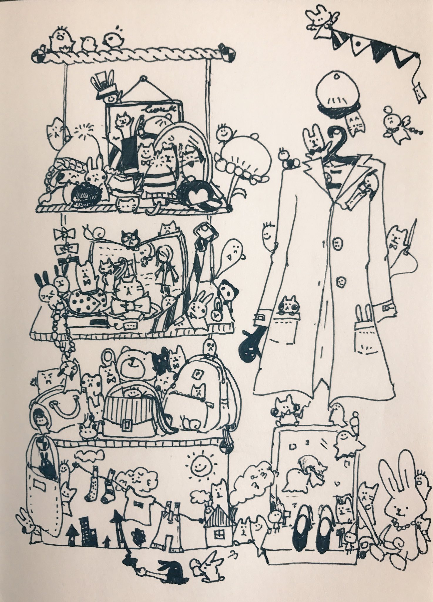 さらあかねの絵垢 低浮上 ごちゃごちゃシリーズ 加筆が足りないが集中力切れた イラスト ボールペン画 T Co Jsaaoysupy Twitter
