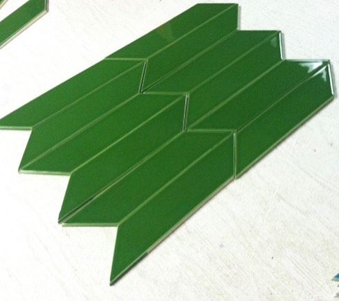 Fresh Tile in Colors You Crave! This is our Kiln chevron ceramic tile in Hunter green. How do you like it? Made to o…