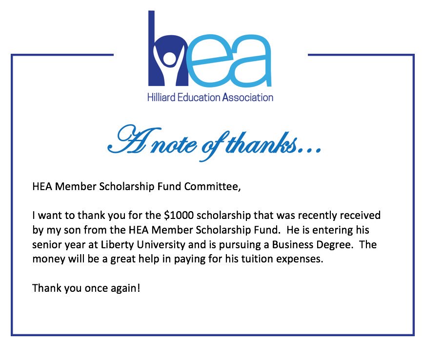 thank you note scholarship