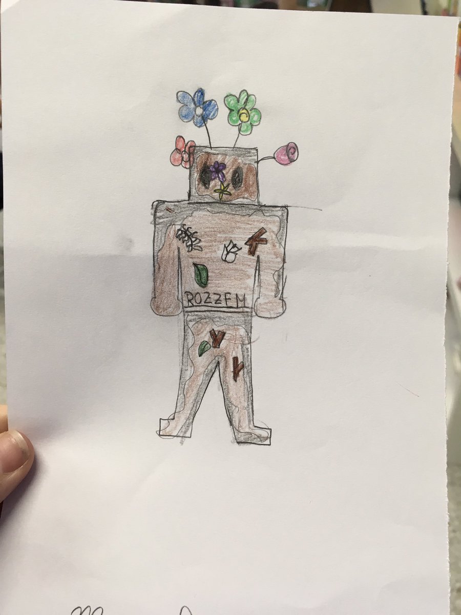 MrsRuthaisClass's tweet photo. Here's what we visualized during chapter 18, The Camouflaged Robot. What do YOU imagine ROZ looks like? #grawild #gra17 https://t.co/O4nCIeAHqG