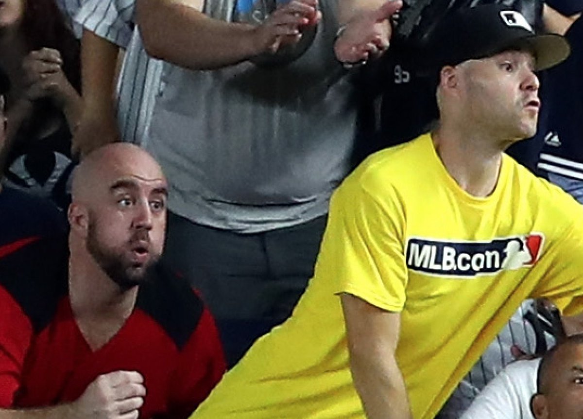 YahooSports's tweet image. The many faces of Aaron Judge's home run robbery #ALDS