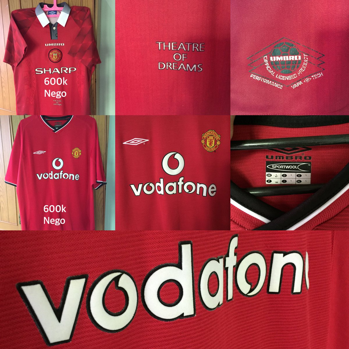 KrisnaDPutra's tweet photo. @KJManutd @sudutstadion @LennonNMe @utdfootball #jersey4sale MU 96-98 &amp; 00-02 size L Mint 1100k nego ambil dua2nya. WA : 081293959317 https://t.co/unR8LUu9PF