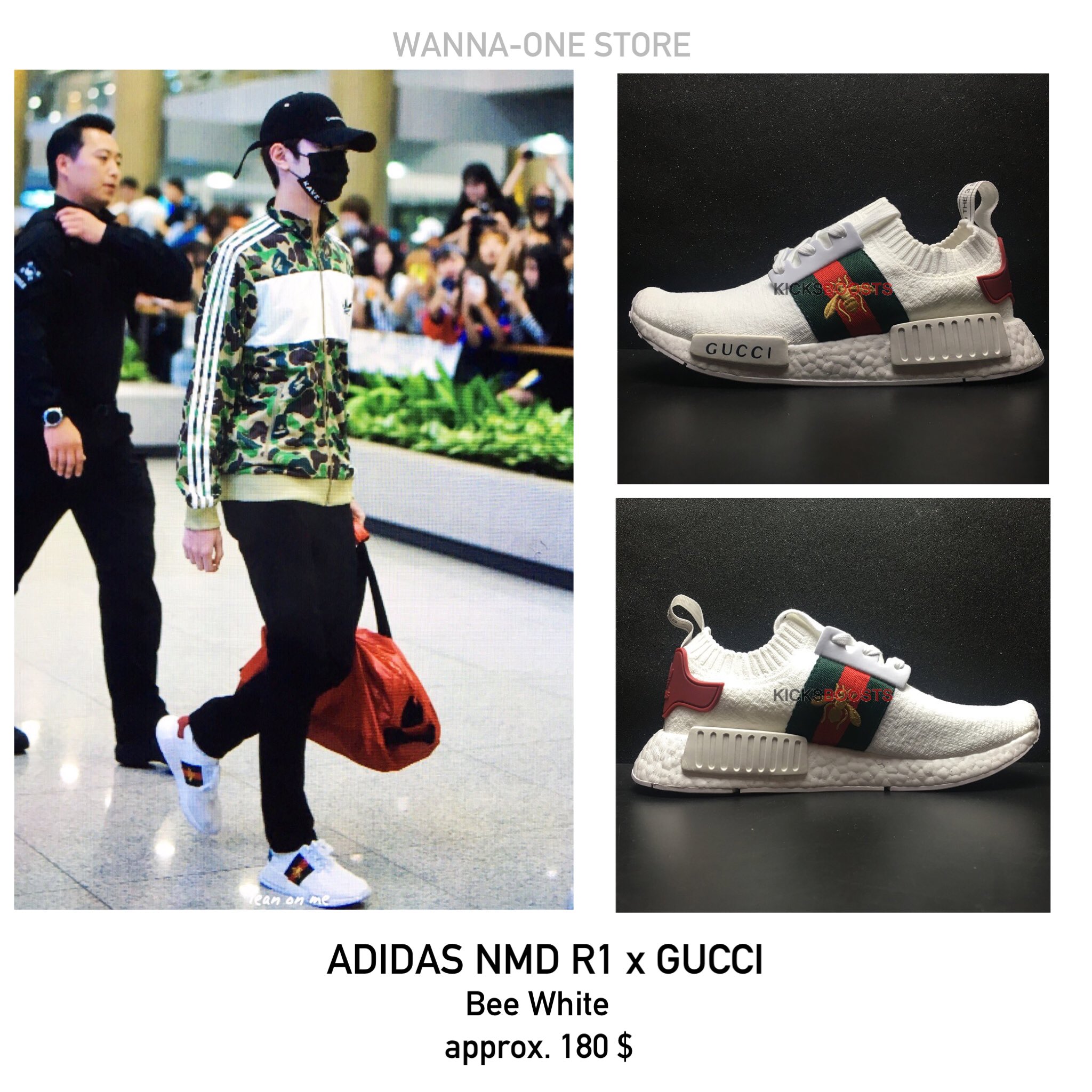 WANNA-ONE STORE on Twitter: "ADIDAS NMD R1 GUCCI Bee White approx. 180 $ Credit pic : @ leanonme923 #라이관린 #워너원 #LaiKuanlin #WannaOne https://t.co/jOJ0VfLvz0" / Twitter