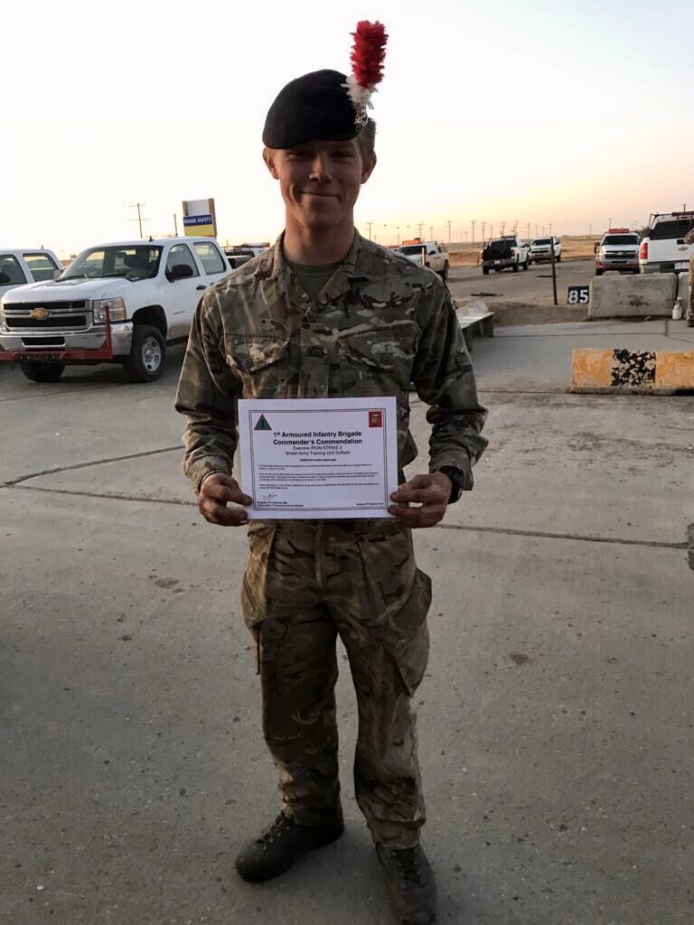 FirstFusiliers's tweet photo. @BATUSCanada @RoyalTankRegt Tonight Fus McDougle received further recognition with a commendation from Comd @1ArmdInf ✅ hard work and junior leadership on the prairie https://t.co/tIOpGVwAbX