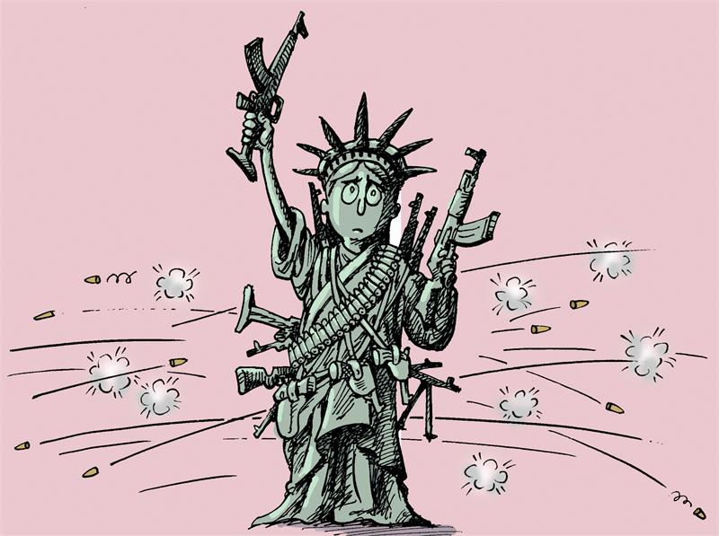 Gun violence. #ChinaDailyCartoon #LasVegasShooting