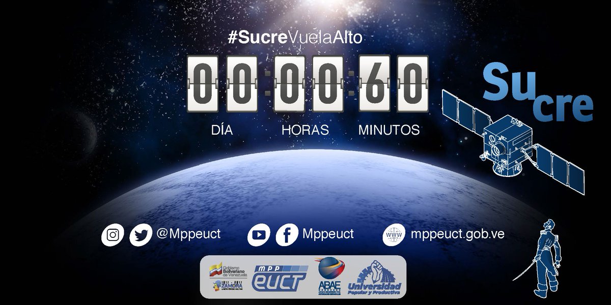 hugbelpsuv's tweet photo. Sólo faltan 60 minutos para que el Sucre esté en órbita #SucreVuelaAlto https://t.co/LY6s7kVRJD