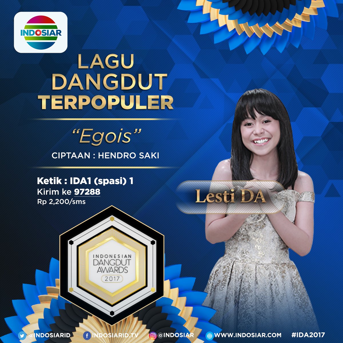 Dukung 'Egois - <a href="/Lesti_Jenong_DA/">Lestykejora</a>' sebagai lagu dangdut favoritmu di #IDA2017
Ketik IDA1 (spasi) 1 kirim ke 97288