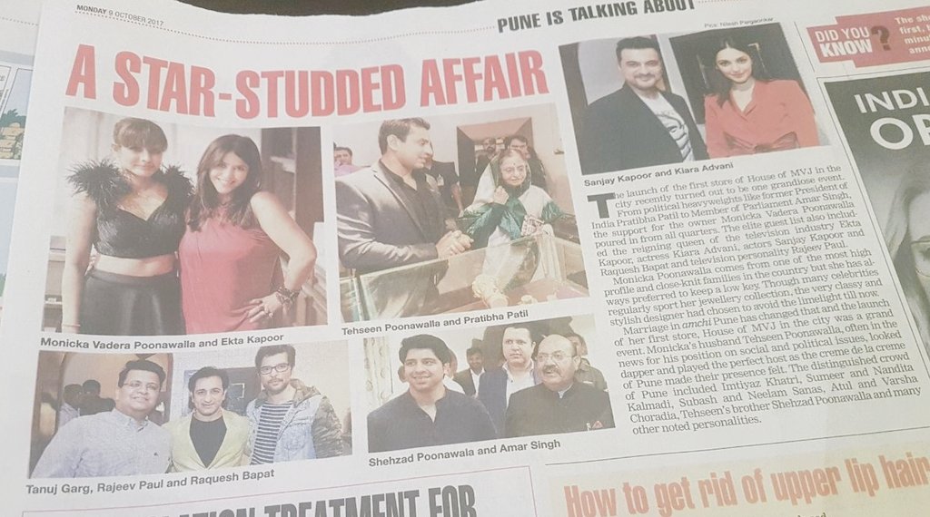 tehseenp's tweet photo. Thank u @timesofindia @PuneTimesOnline for the lovely coverage for the launch of the House of MVJ. 

https://t.co/hYEiPRYiOn https://t.co/zBu5ehaVNX